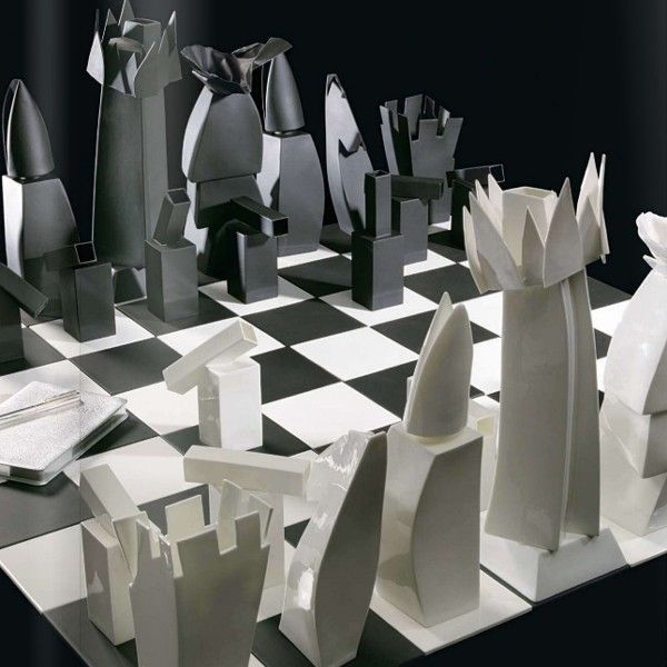 Frank Gehry Tiffany chess pieces detail