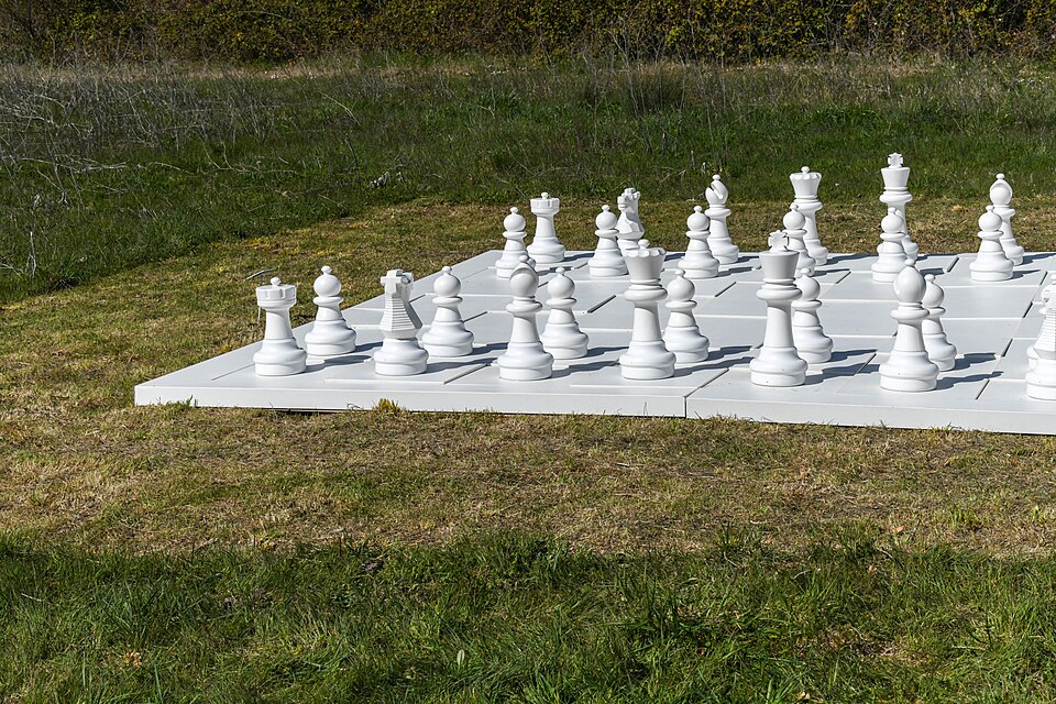 Yoko Ono Play It By Trust all-white chess set